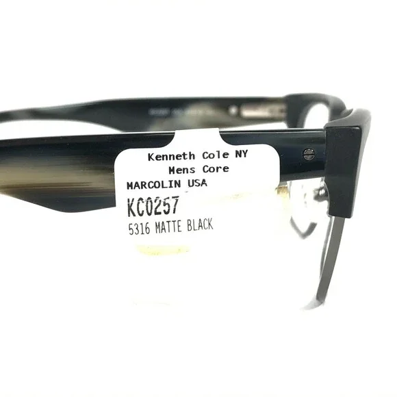 Kenneth Cole Eyeglasses Frames KC0257 005 MATTE Black Gray Horn 53-16-140 - Picture 4 of 12